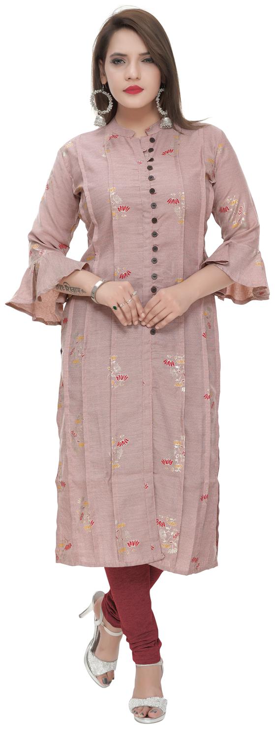 

SAJJU Women Pink Floral Straight Kurta