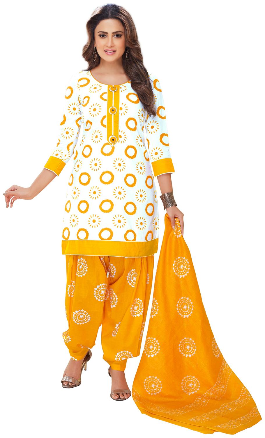 

Salwar Studio White Unstitched Kurta fabric With dupatta Dress Material