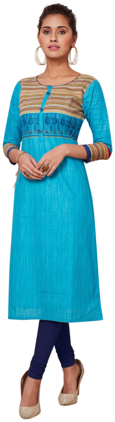 

Salwar Studio Women Blue Printed Straight Kurta