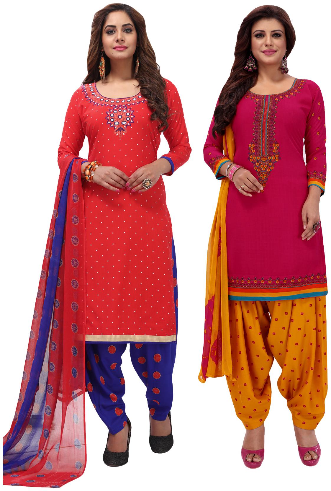 

Salwar Studio Women Pack of 2 Synthetic Printed Unstitched Dress Material Combo-MONSOON-2565-2575