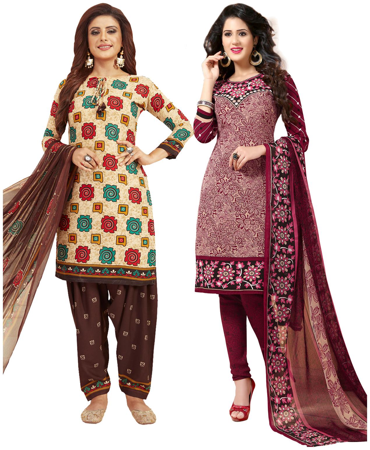 

Salwar Studio Women Crepe Printed Kurta Bottom Dupatta Multi