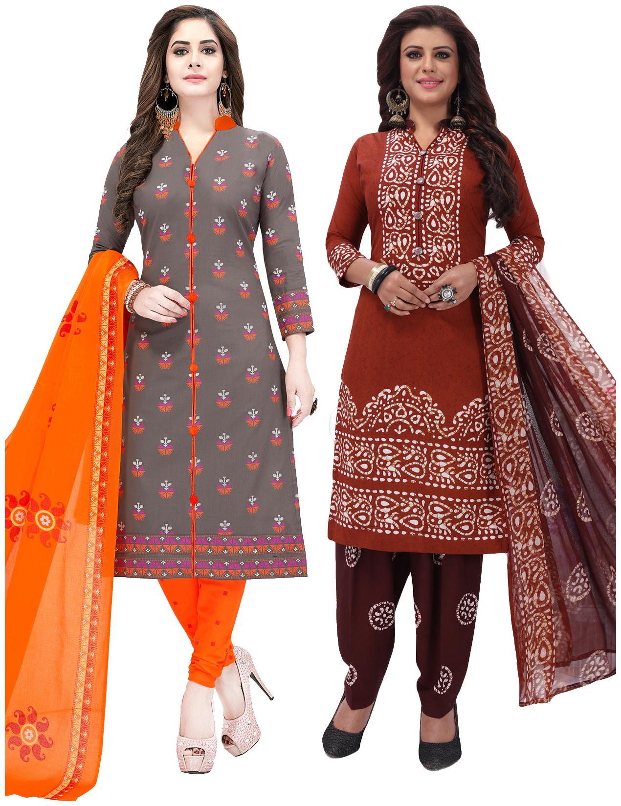 

Salwar Studio Women Pack of 2 Synthetic Printed Unstitched Dress Material Combo-MONSOON-2557-2566