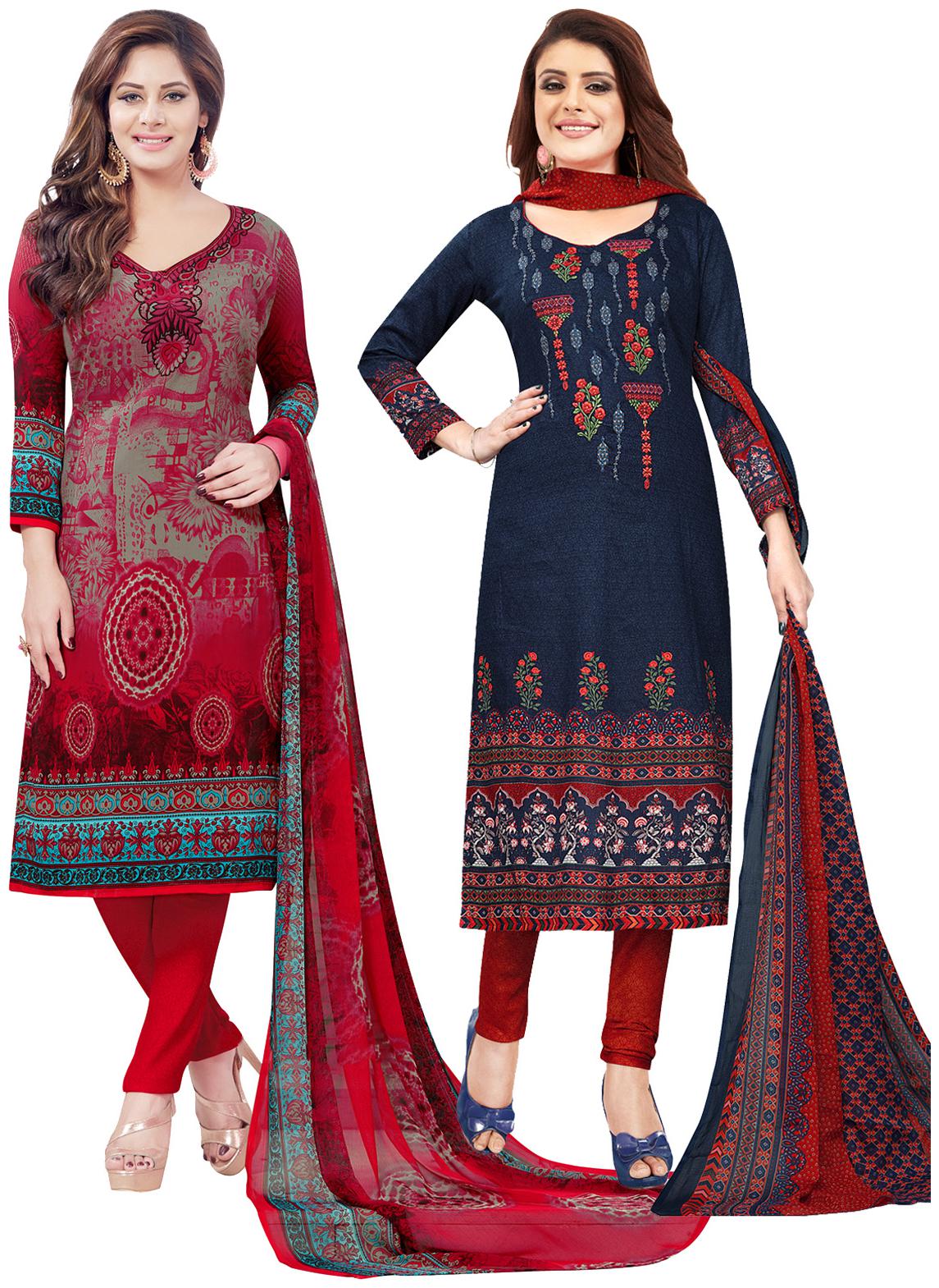 

Salwar Studio Women Crepe Printed Kurta Bottom Dupatta Multi