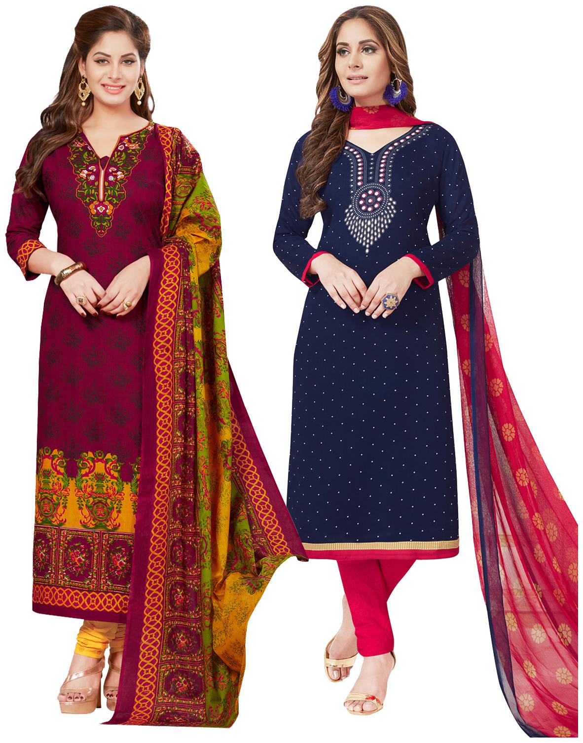 

Salwar Studio Multi Unstitched Kurta with bottom dupatta With dupatta Dress Material