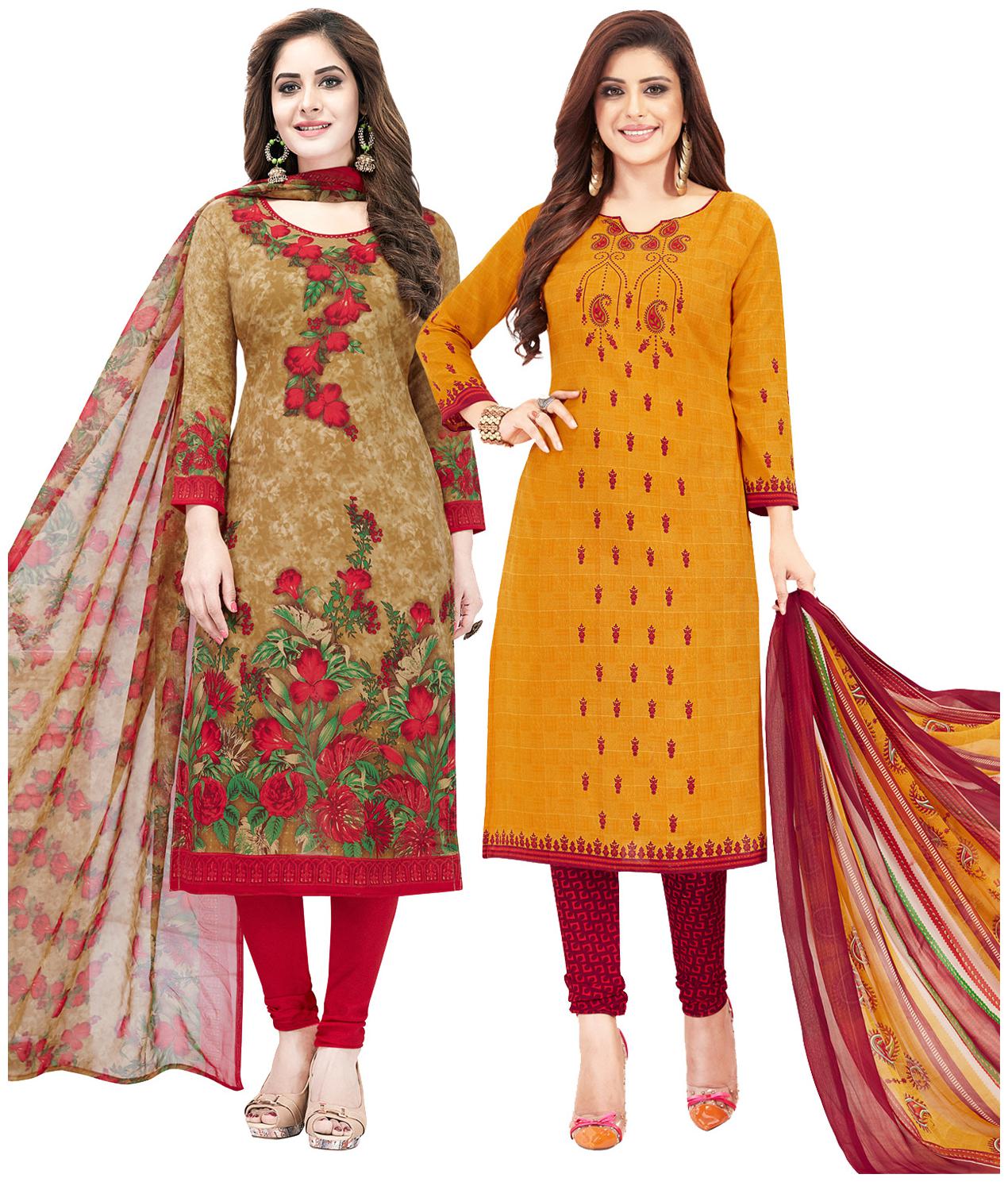 

Salwar Studio Women Crepe Printed Kurta Bottom Dupatta Multi