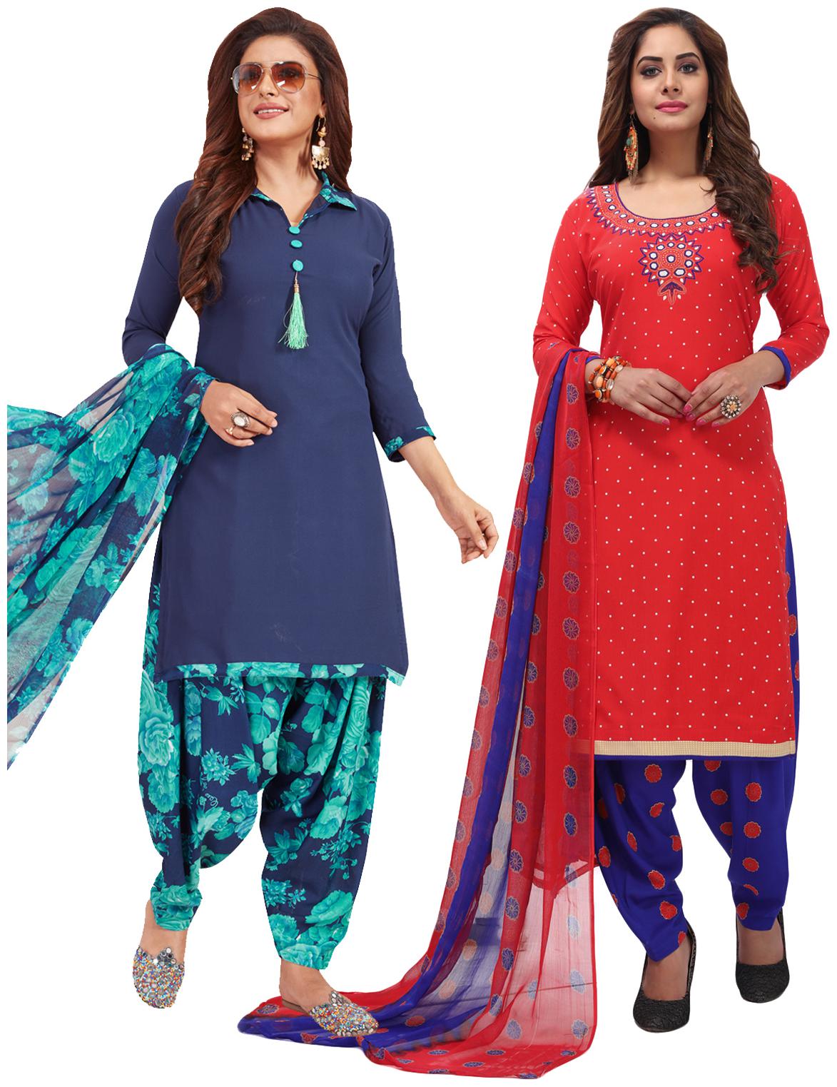 

Salwar Studio Women Crepe Printed Kurta Bottom Dupatta Multi