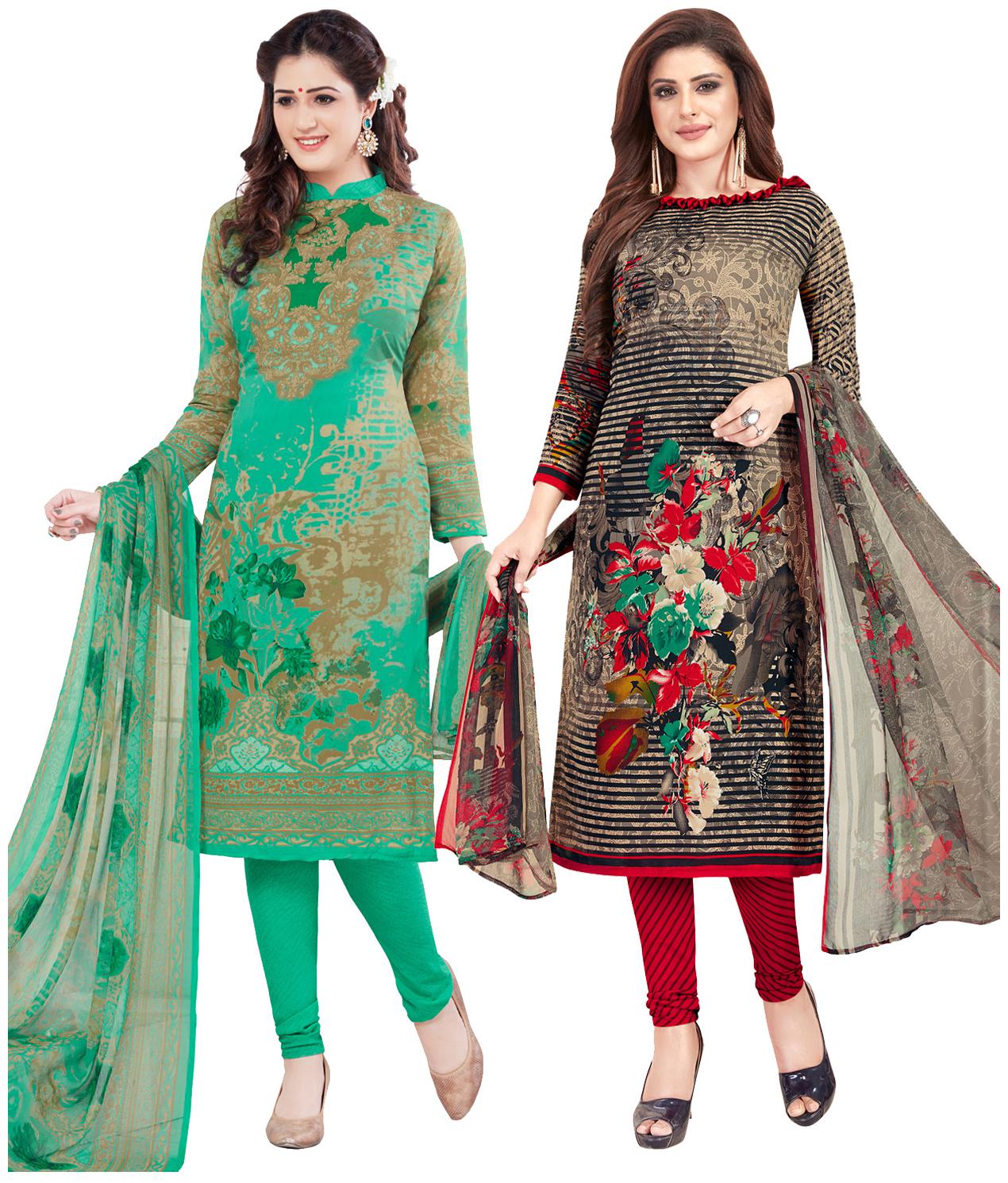 

Salwar Studio Women Crepe Printed Kurta Bottom Dupatta Multi
