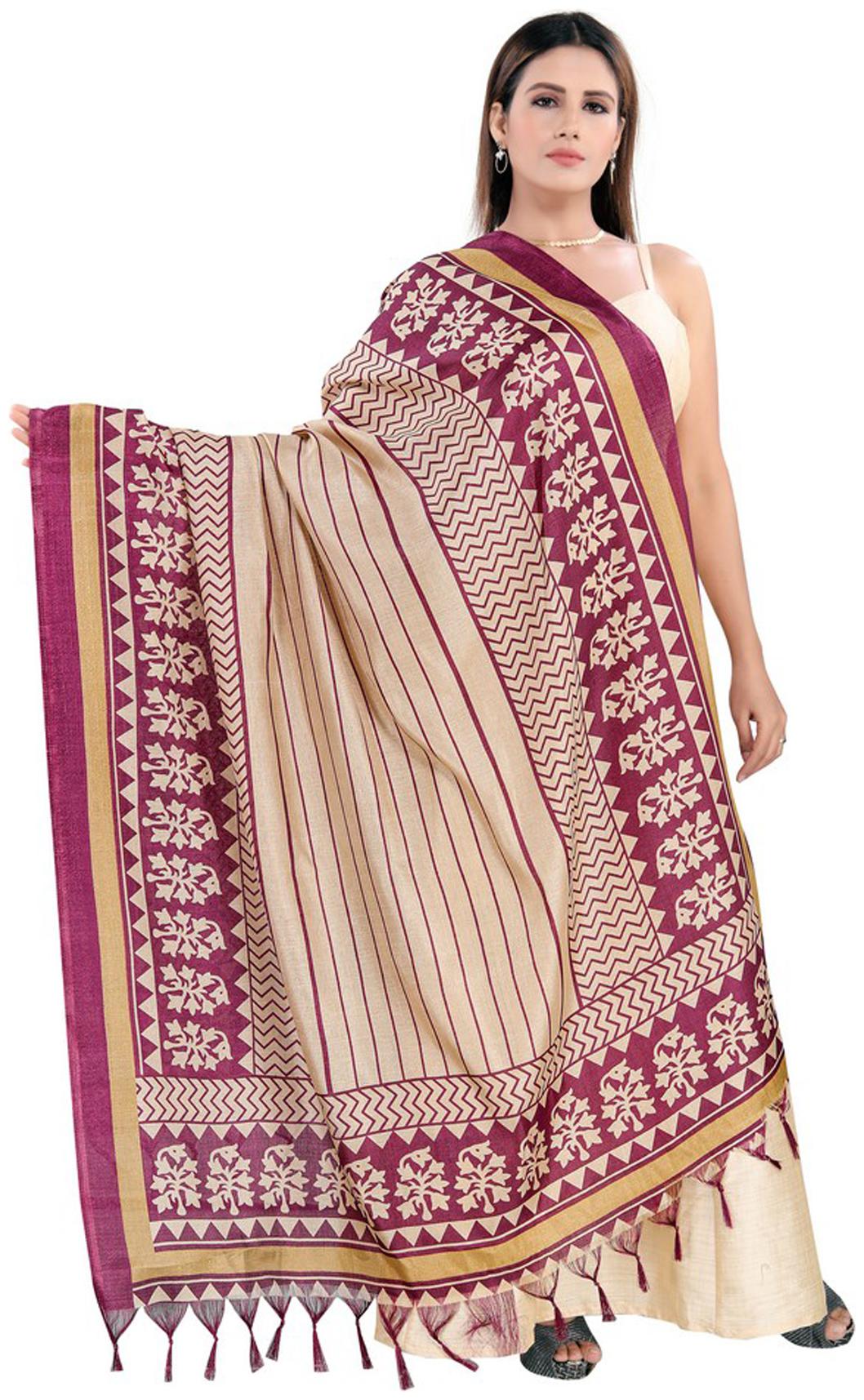 

Salwar Studio Women Blended Geometric Purple Beige Dupatta