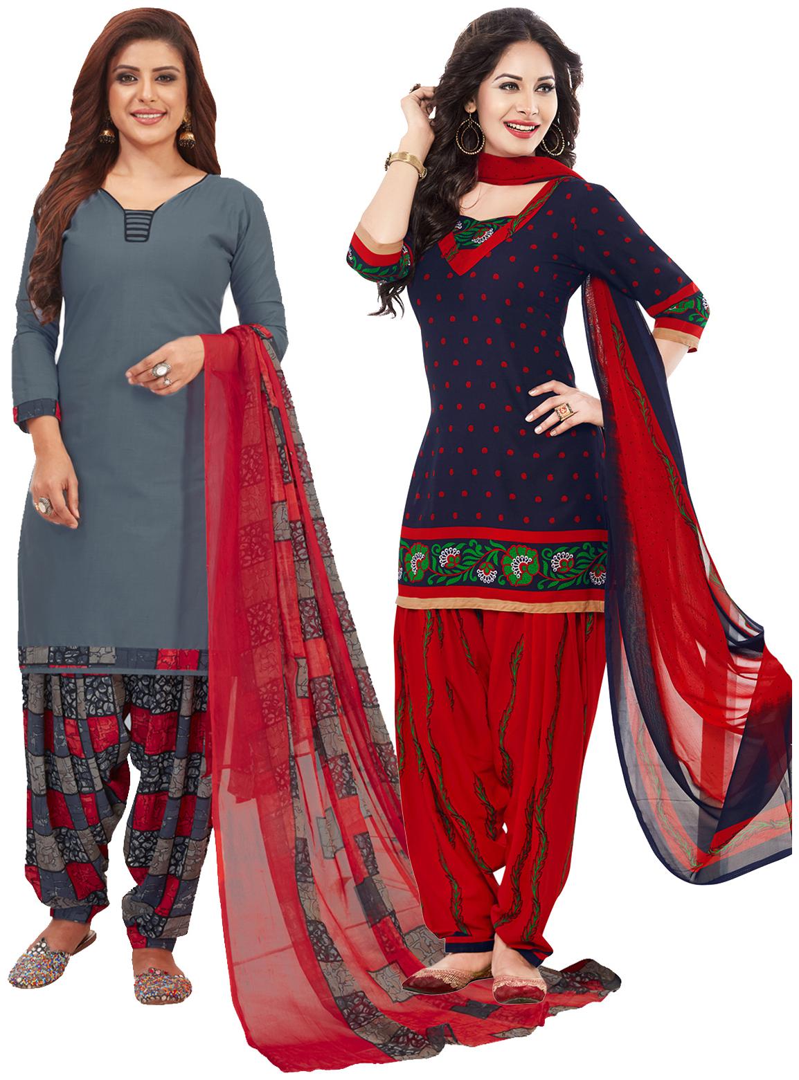 

Salwar Studio Women Crepe Printed Kurta Bottom Dupatta Multi