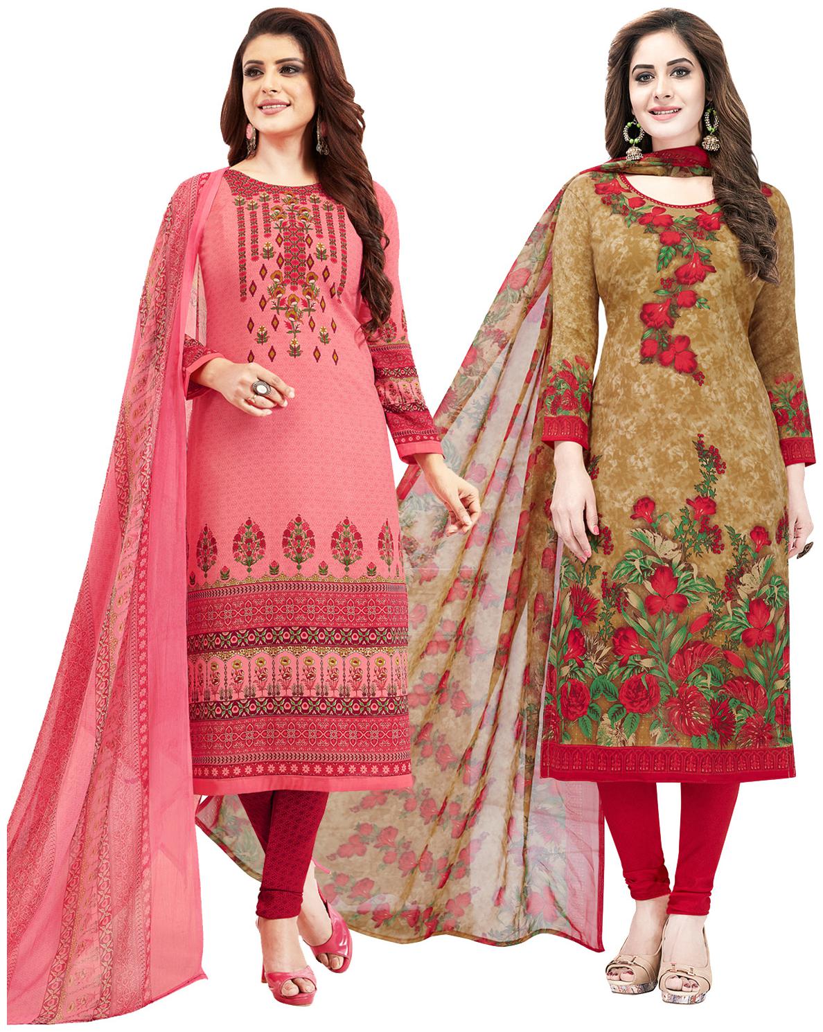 

Salwar Studio Women Crepe Printed Kurta Bottom Dupatta Multi
