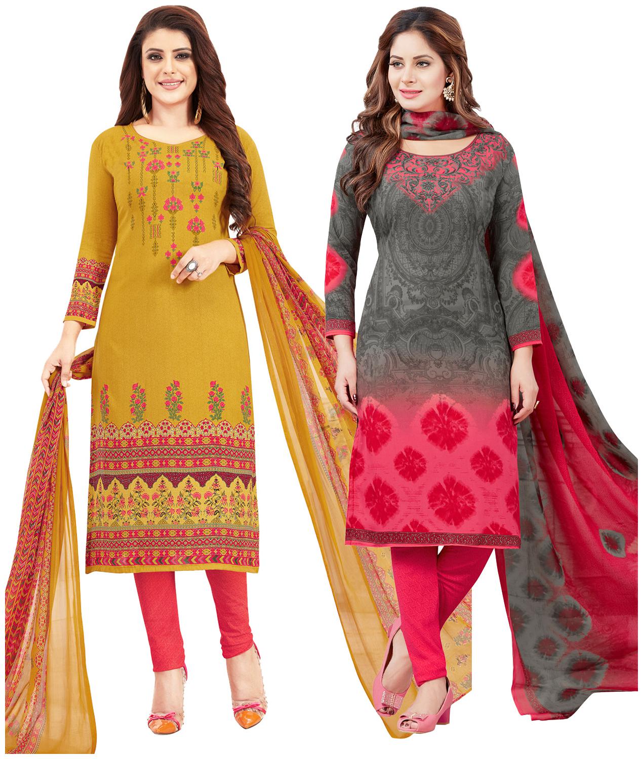 

Salwar Studio Women Crepe Printed Kurta Bottom Dupatta Multi