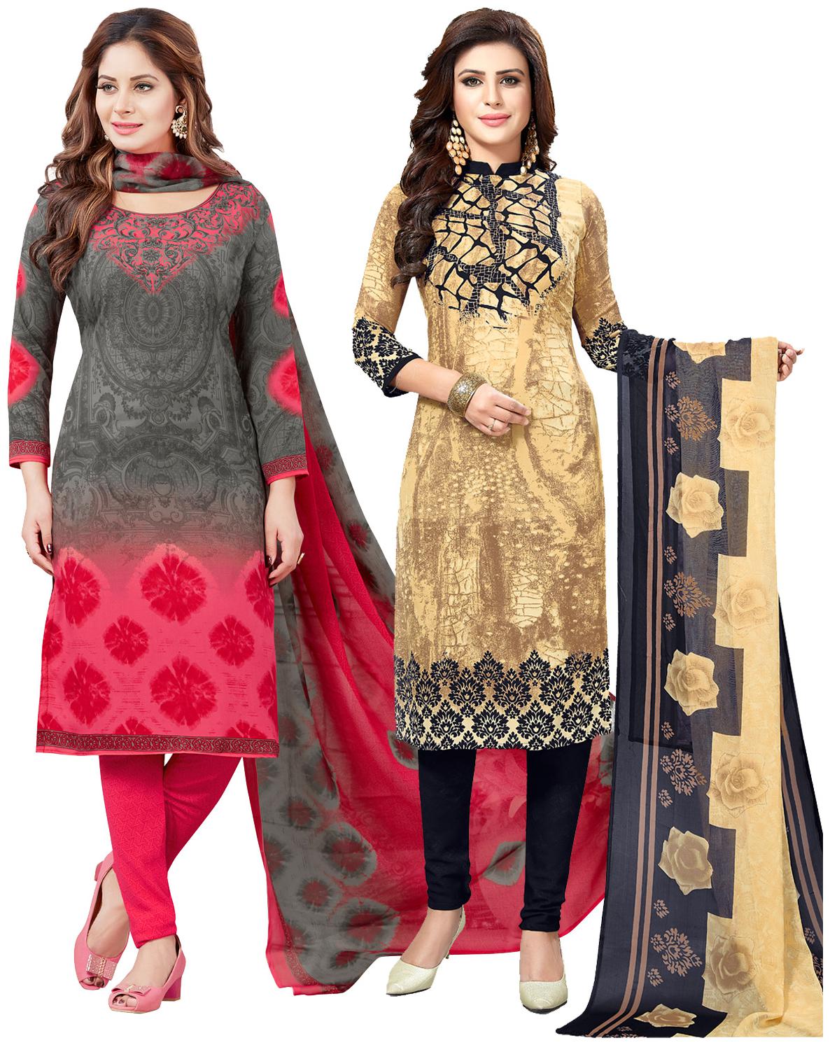 

Salwar Studio Women Crepe Printed Kurta Bottom Dupatta Multi