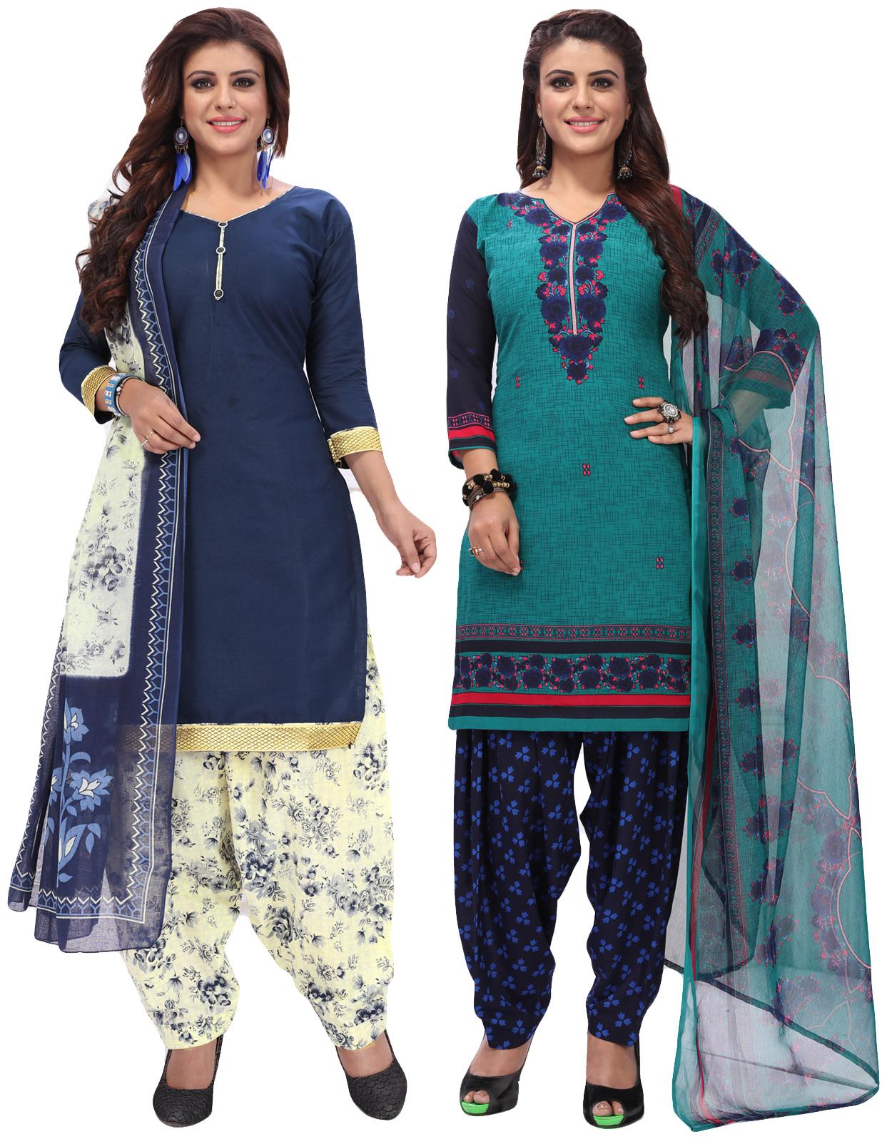 

Salwar Studio Women Pack of 2 Synthetic Printed Unstitched Dress Material Combo-MONSOON-2578-2583