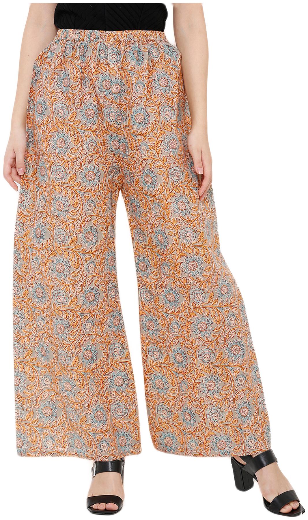 

Salwar Studio Blue Orange Floral Straight Palazzo