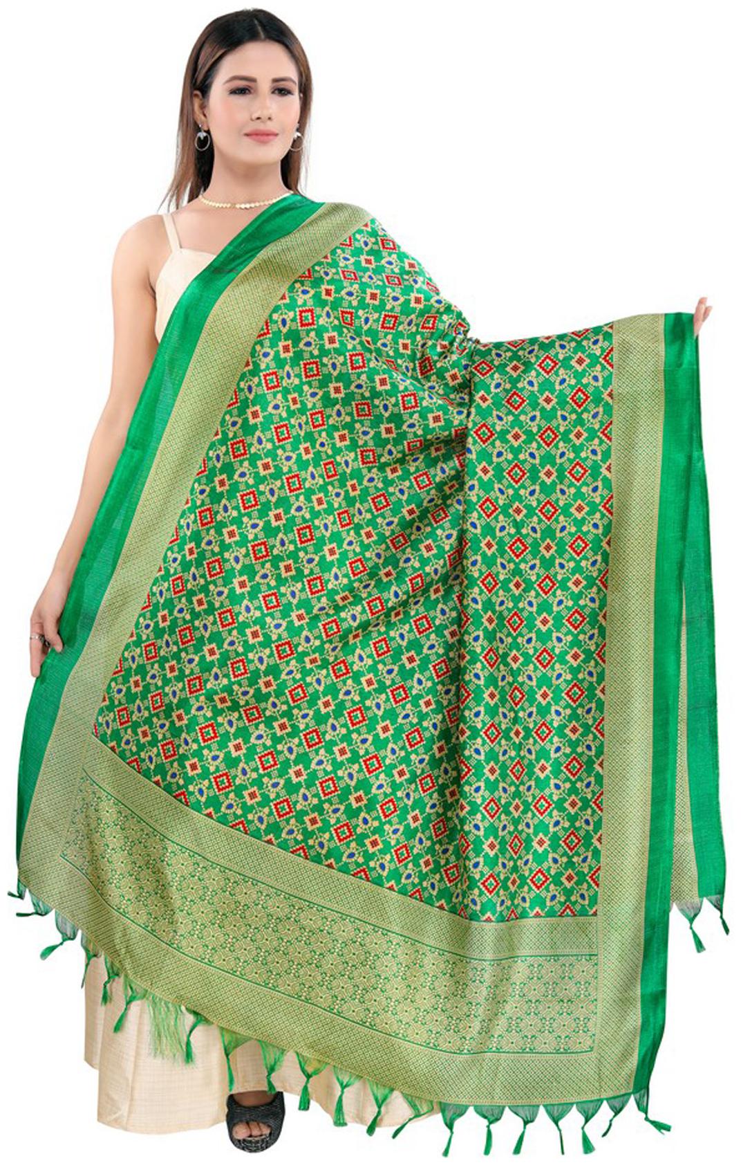 

Salwar Studio Women Blended Printed Green Dupatta