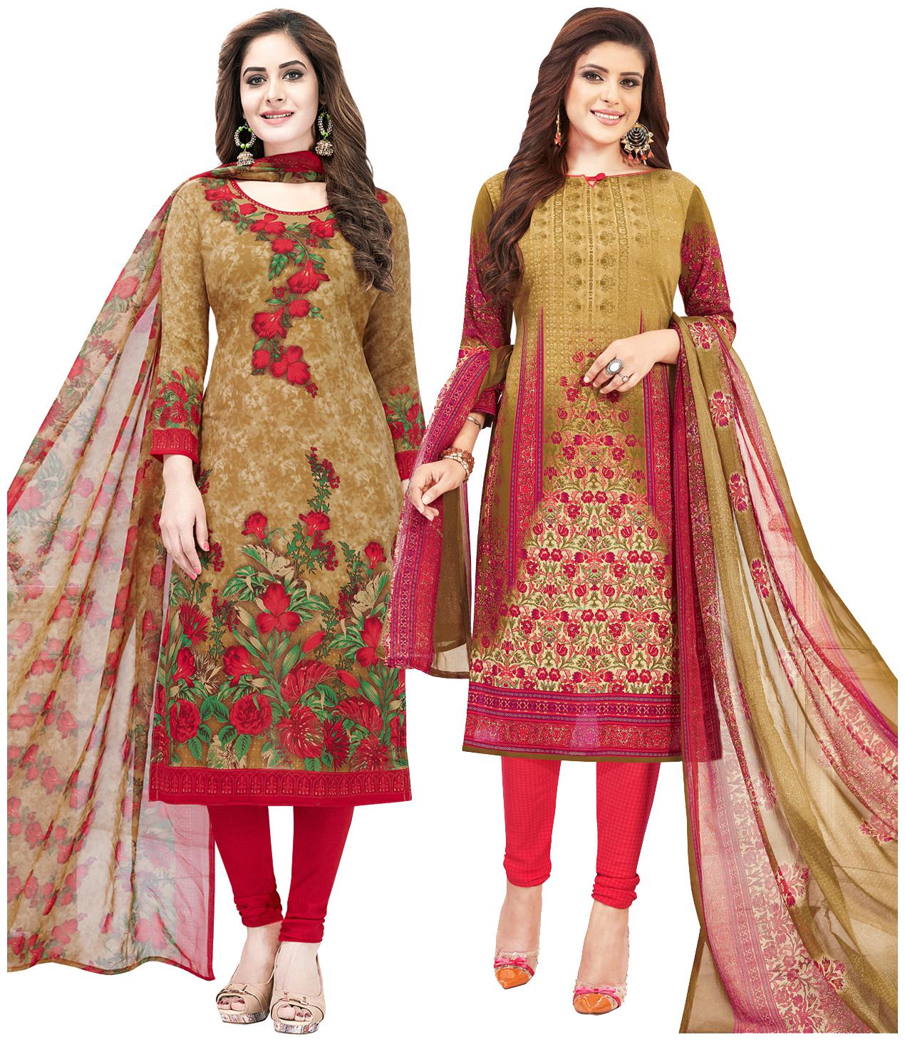 

Salwar Studio Women Crepe Printed Kurta Bottom Dupatta Multi