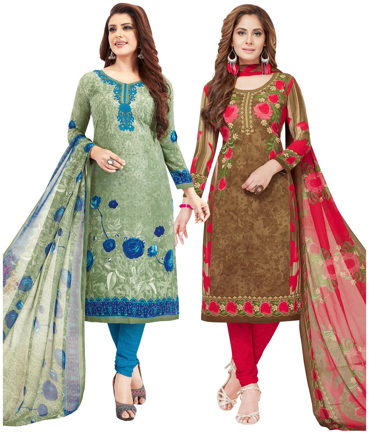 

Salwar Studio Women Crepe Printed Kurta Bottom Dupatta Multi