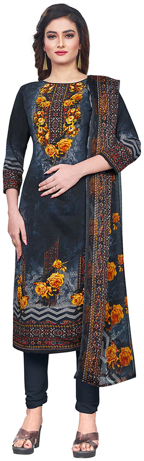 

Salwar Studio Grey Unstitched Kurta with bottom dupatta With dupatta Dress Material