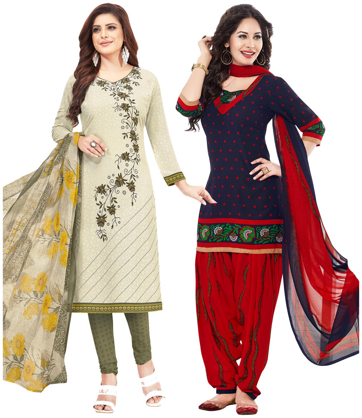 

Salwar Studio Women Crepe Printed Kurta Bottom Dupatta Multi