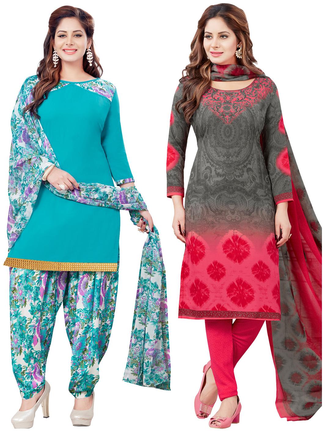 

Salwar Studio Women s Pack of 2 Synthetic Unstitched Dress Material Combo-MONSOON-2159-2169