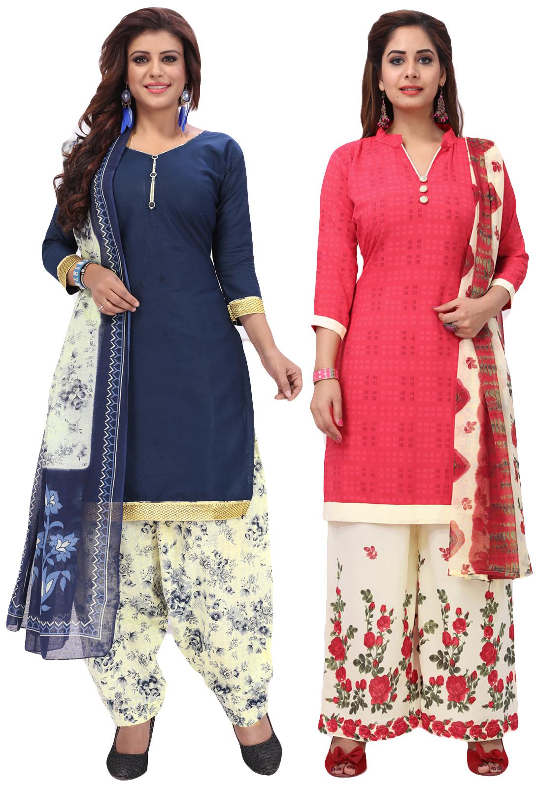 

Salwar Studio Women Pack of 2 Synthetic Printed Unstitched Dress Material Combo-MONSOON-2578-2562