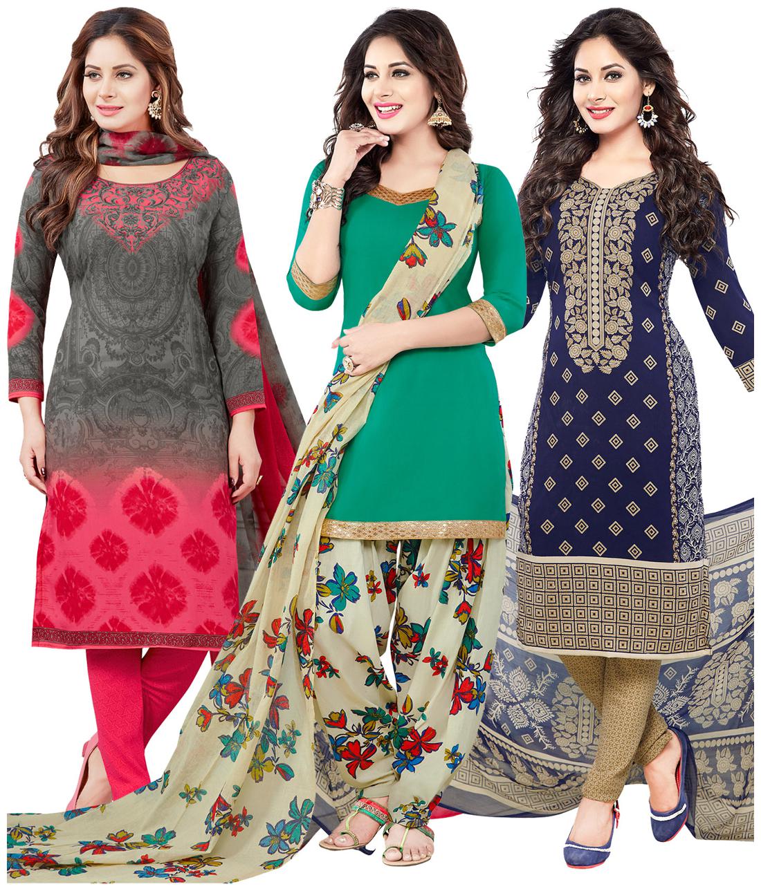 

Salwar Studio Multi Unstitched Kurta fabric With dupatta Dress Material