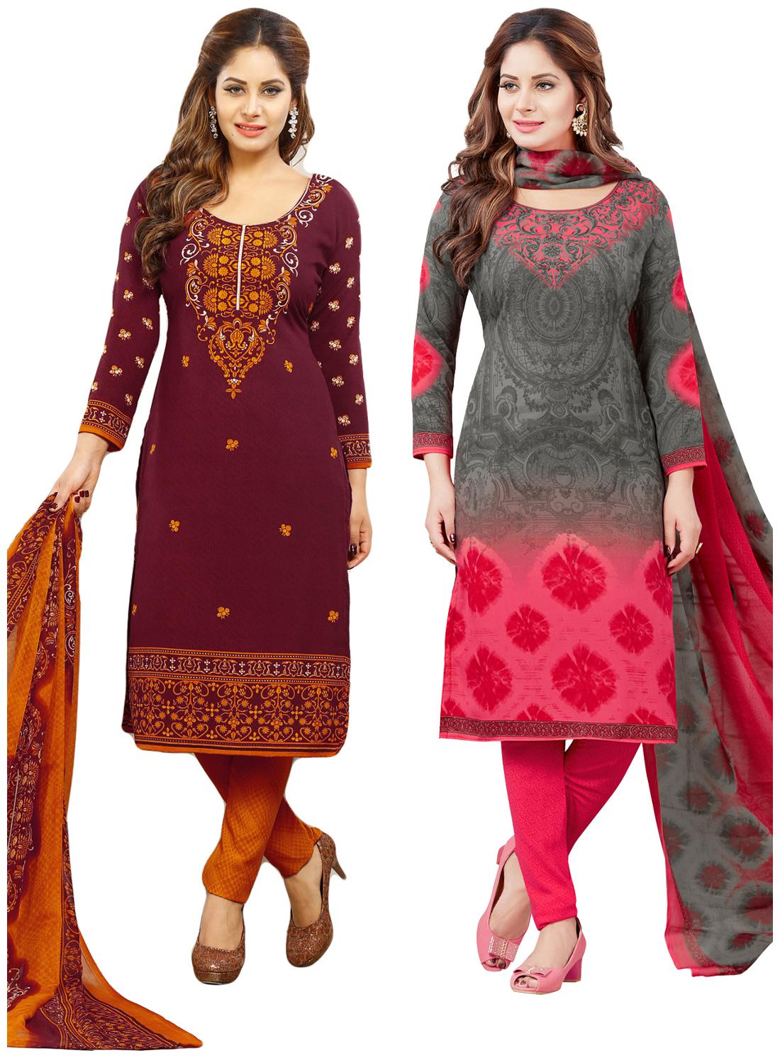 

Salwar Studio Women s Pack of 2 Synthetic Unstitched Dress Material Combo-MONSOON-2155-2169