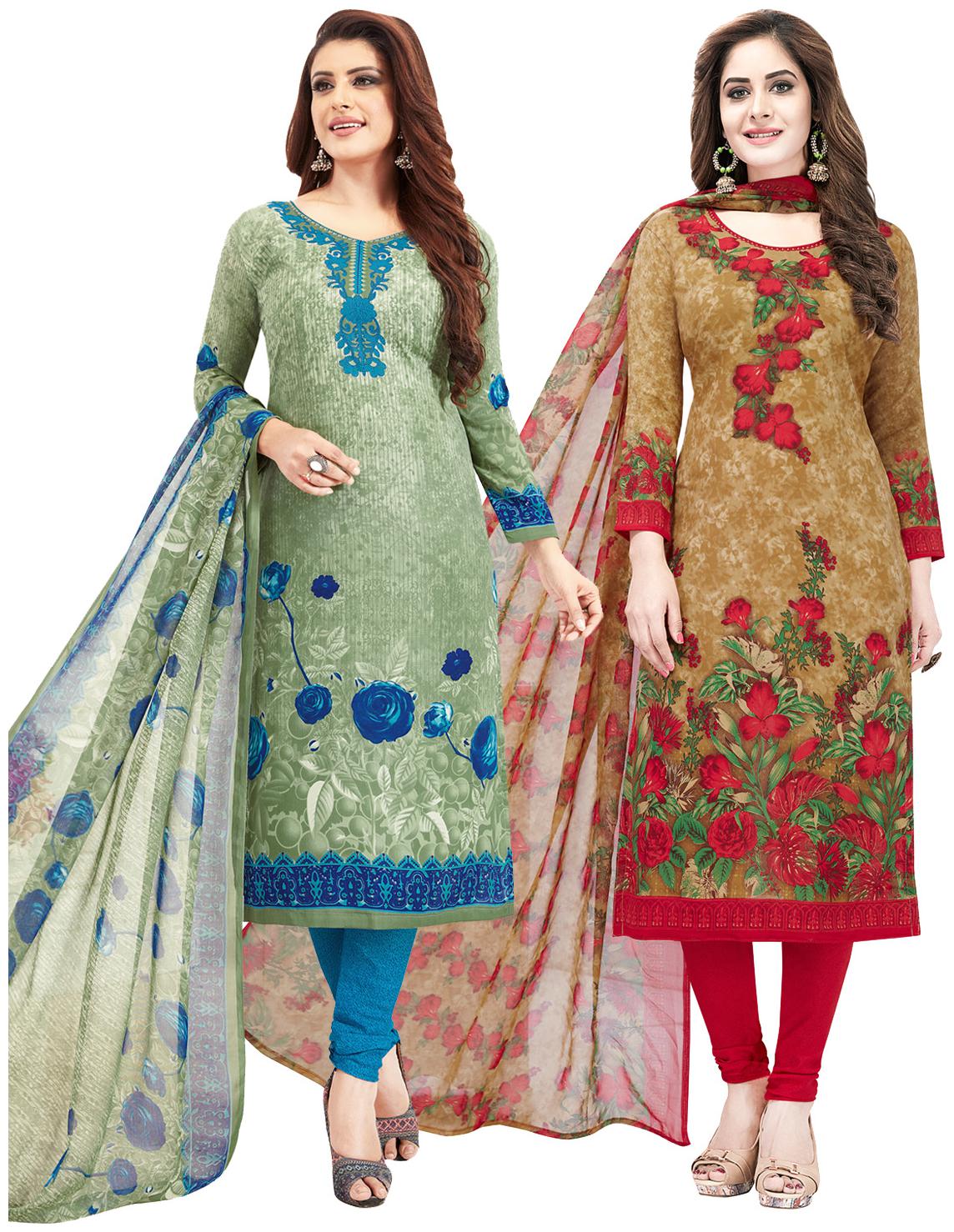 

Salwar Studio Women Crepe Printed Kurta Bottom Dupatta Multi