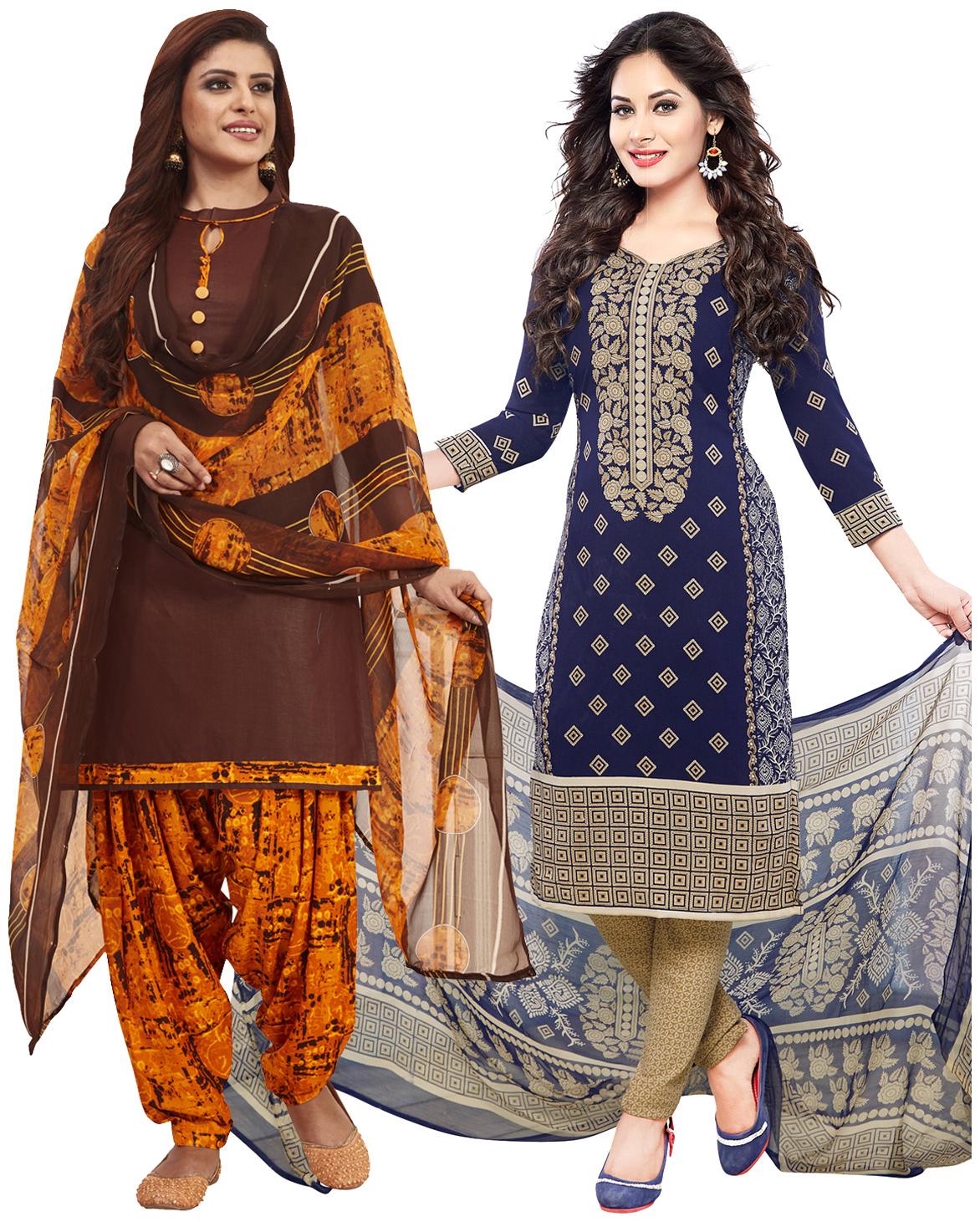 

Salwar Studio Women Crepe Printed Kurta Bottom Dupatta Multi