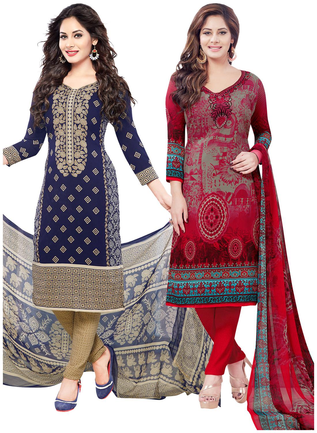 

Salwar Studio Multi Unstitched Kurta fabric With dupatta Dress Material