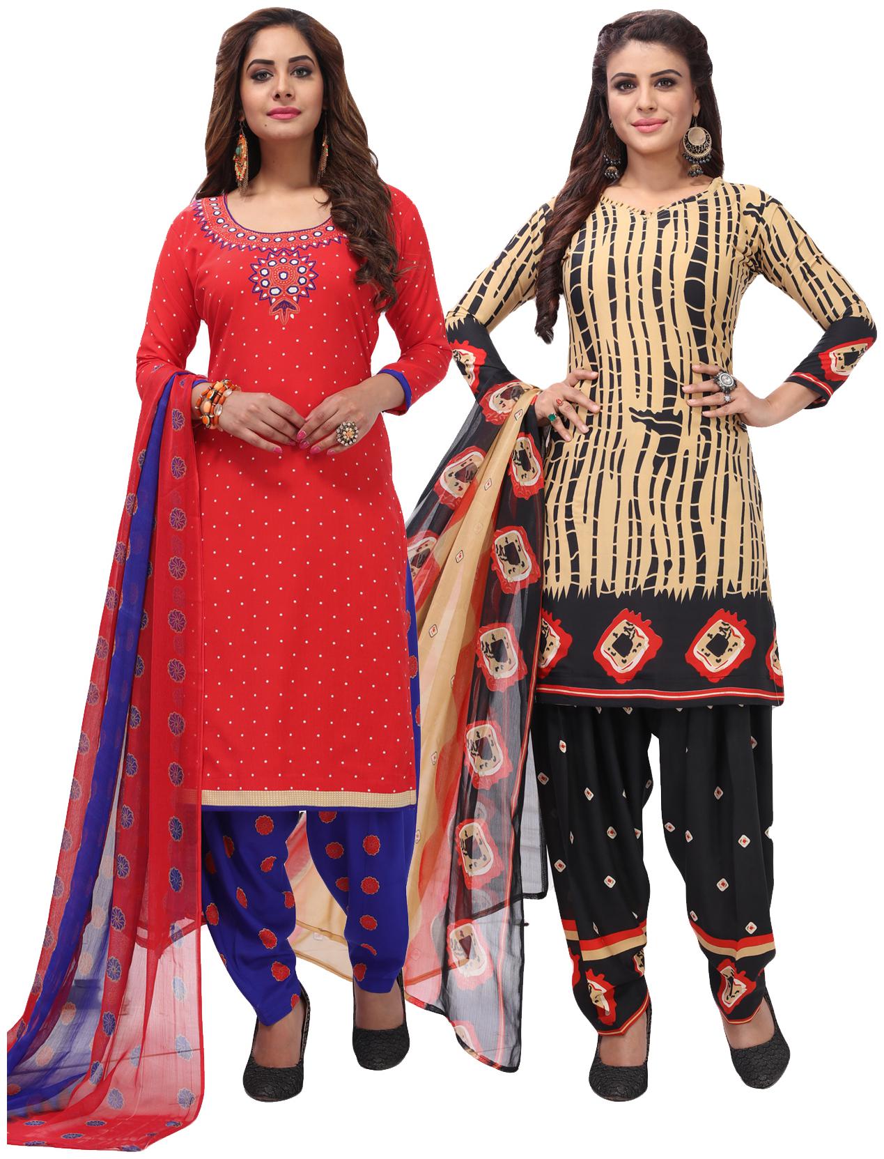 

Salwar Studio Women Pack of 2 Synthetic Printed Unstitched Dress Material Combo-MONSOON-2565-2576