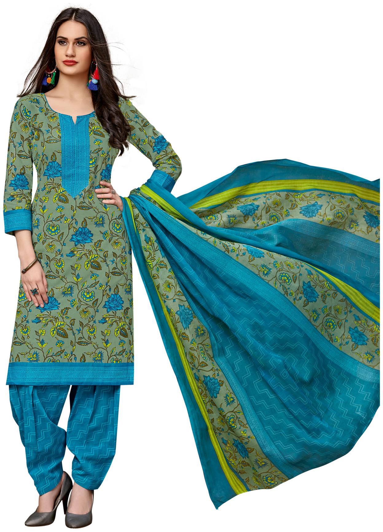 

Salwar Studio Women Green Printed Straight Kurta With Salwar And Dupatta