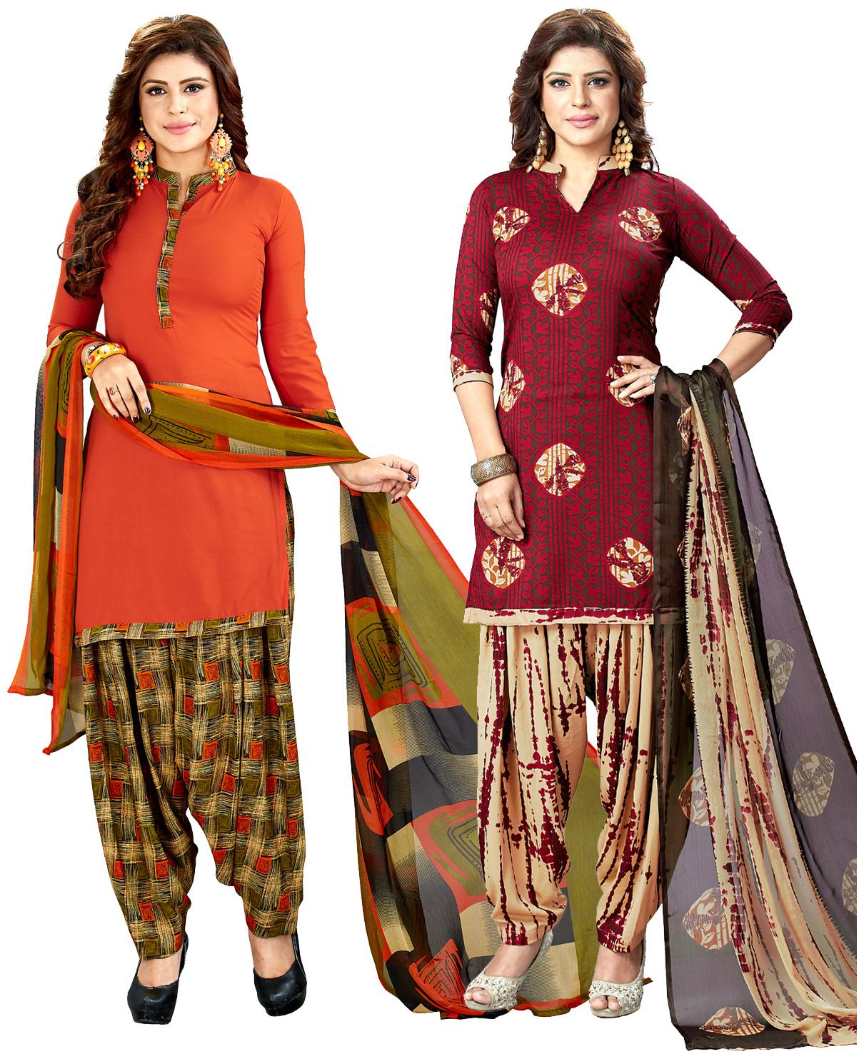 

Salwar Studio Crepe Printed Dress Material Multi