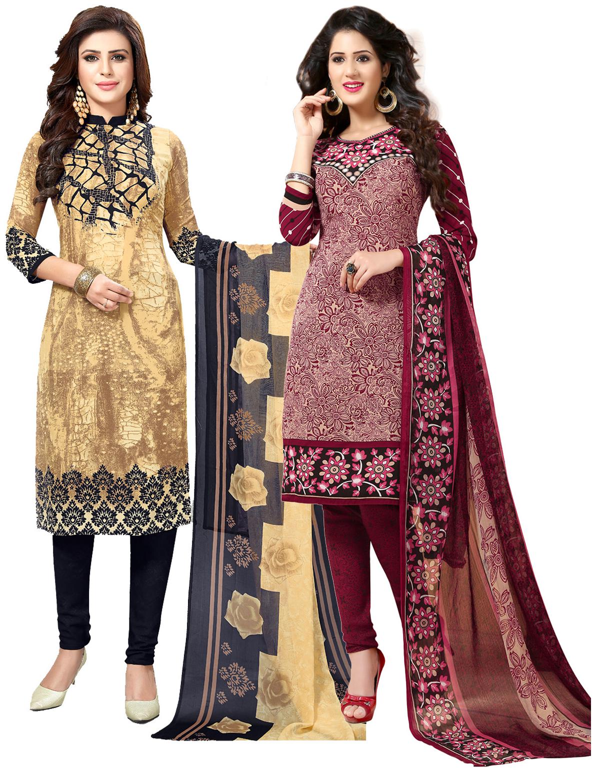 

Salwar Studio Women Crepe Printed Kurta Bottom Dupatta Multi