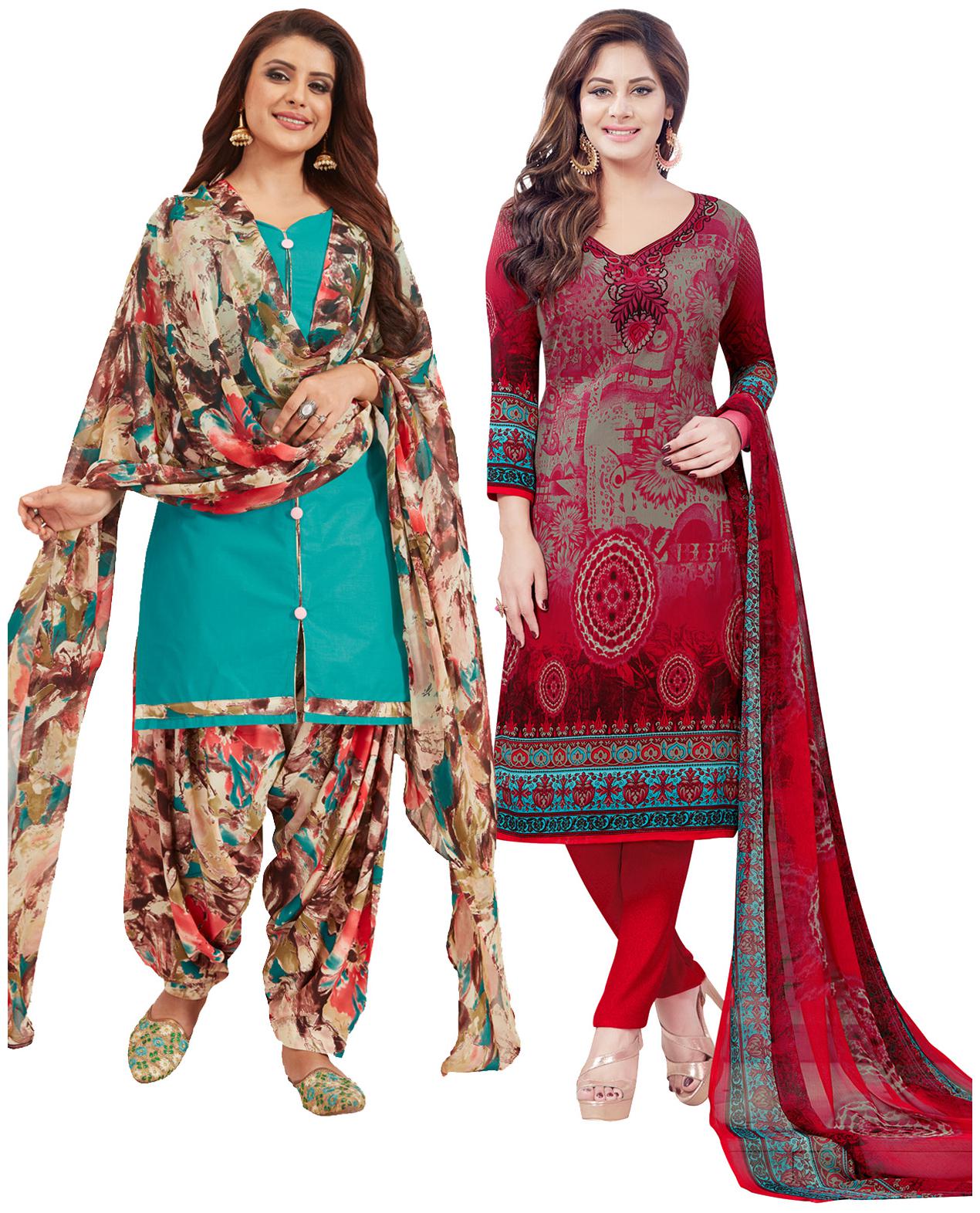 

Salwar Studio Women Crepe Printed Kurta Bottom Dupatta Multi