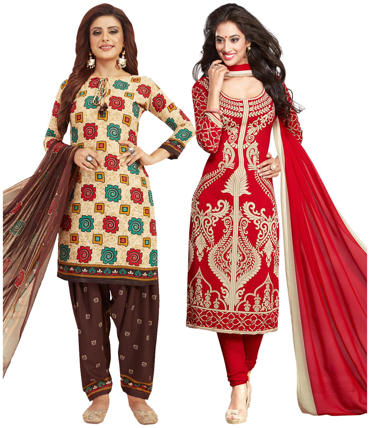 

Salwar Studio Women Crepe Printed Kurta Bottom Dupatta Multi