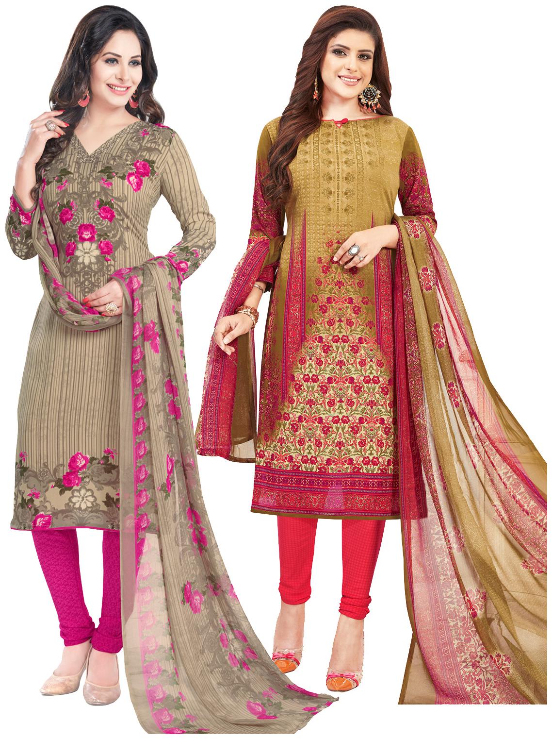 

Salwar Studio Women Crepe Printed Kurta Bottom Dupatta Multi