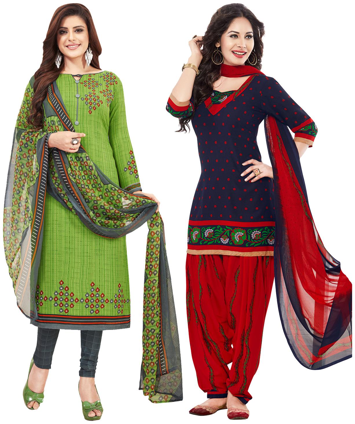 

Salwar Studio Women Crepe Printed Kurta Bottom Dupatta Multi
