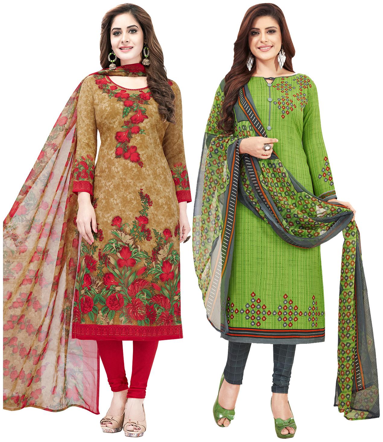 

Salwar Studio Women Crepe Printed Kurta Bottom Dupatta Multi
