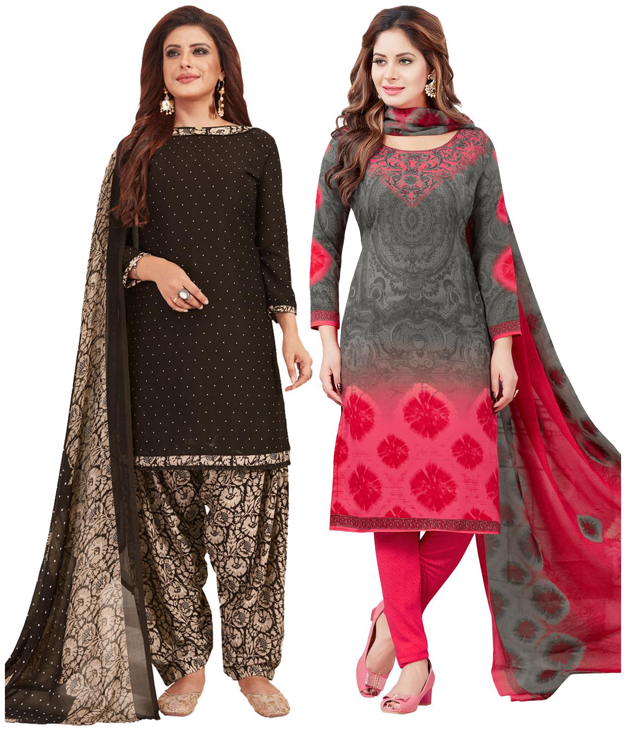 

Salwar Studio Women Crepe Printed Kurta Bottom Dupatta Multi