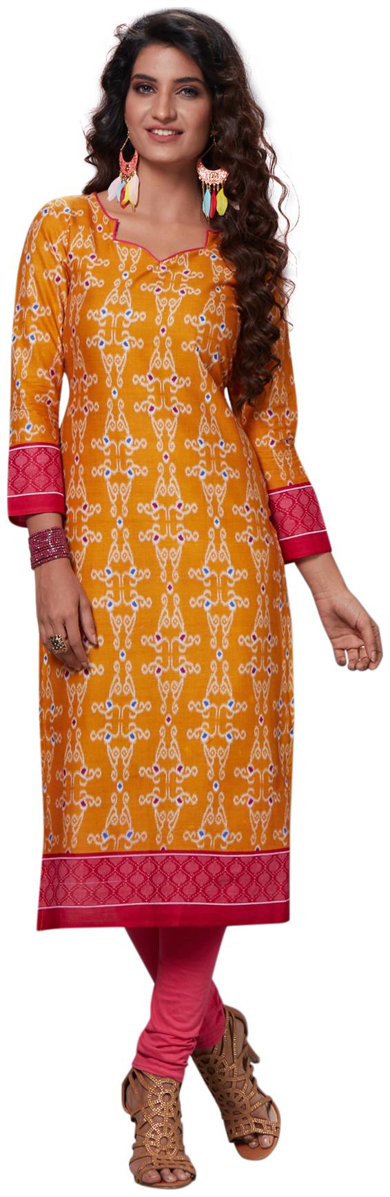 

Salwar Studio Women Orange Printed Straight Kurti