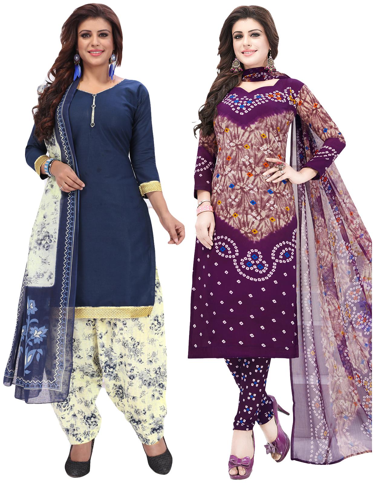 

Salwar Studio Women Pack of 2 Synthetic Printed Unstitched Dress Material Combo-MONSOON-2578-2558