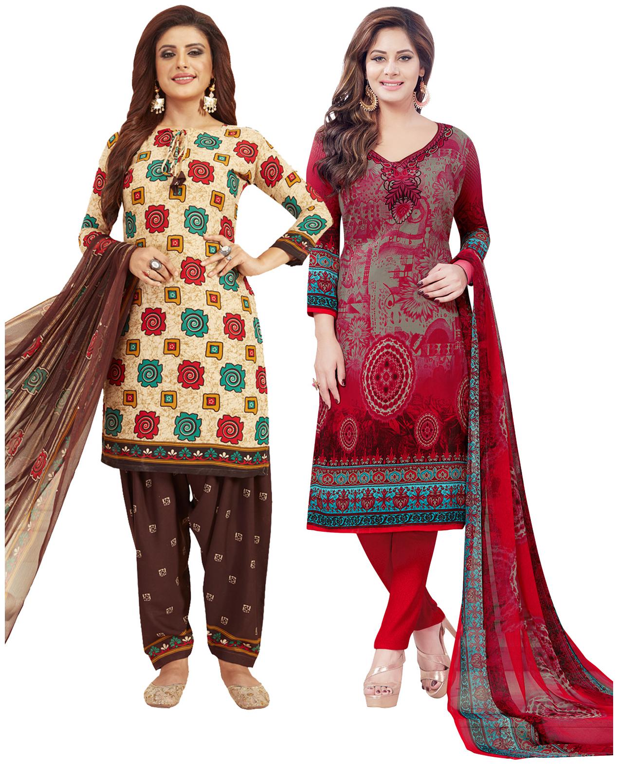 

Salwar Studio Women Crepe Printed Kurta Bottom Dupatta Multi