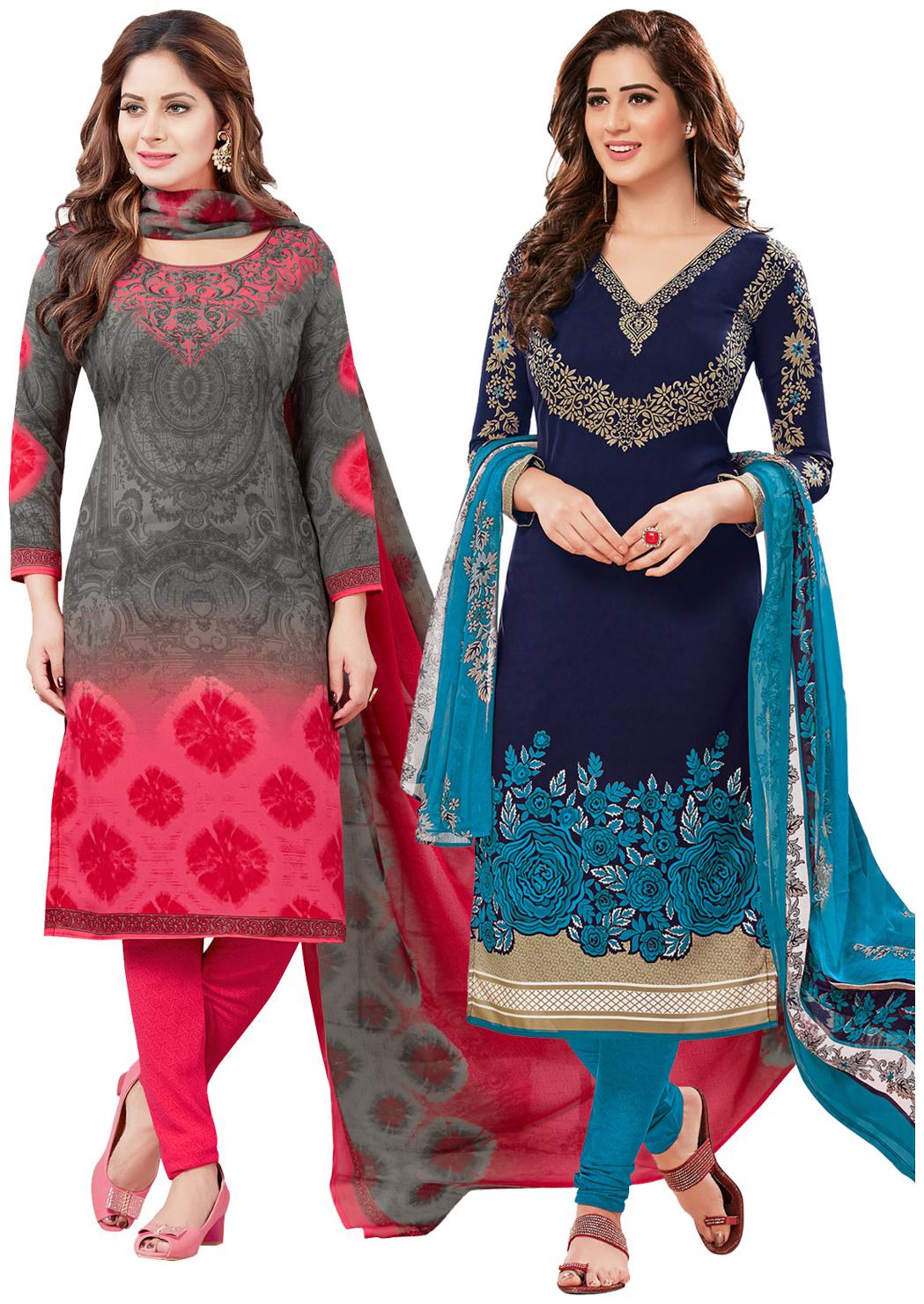 

Salwar Studio Women s Pack of 2 Synthetic Unstitched Dress Material Combo-MO-2169-RI-9088