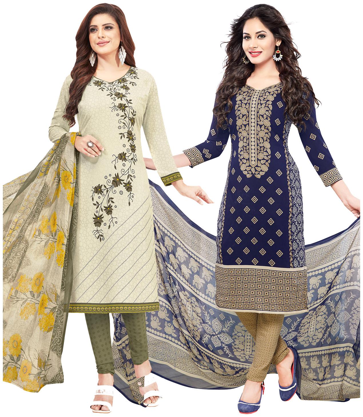 

Salwar Studio Women Crepe Printed Kurta Bottom Dupatta Multi