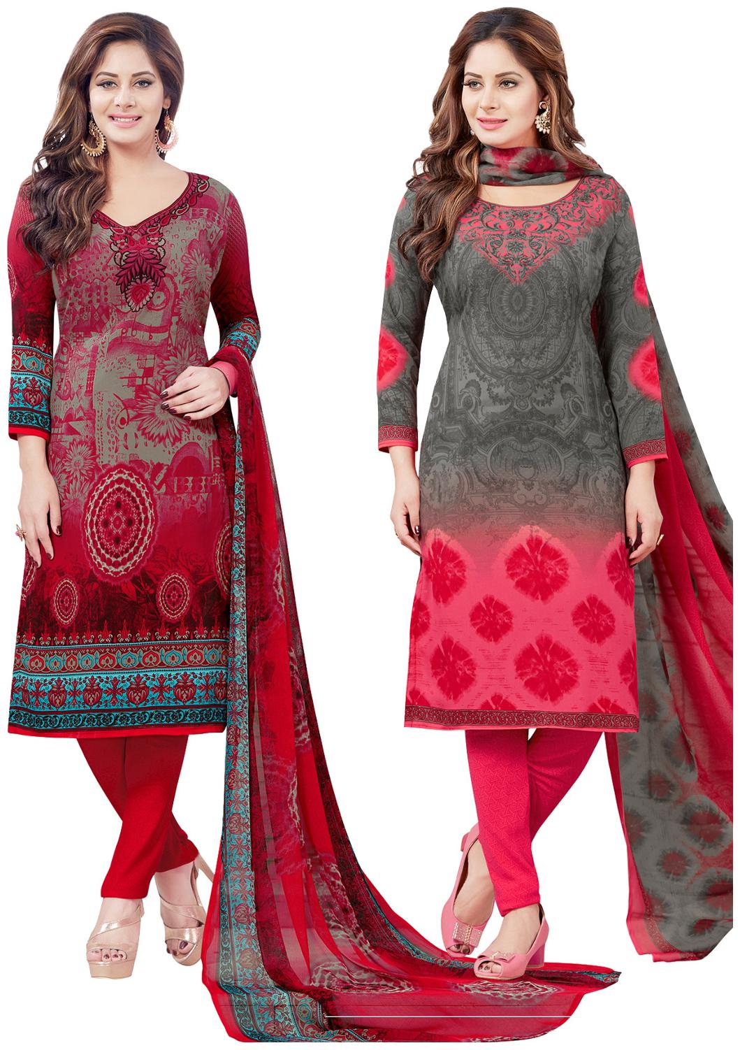 

Salwar Studio Women s Pack of 2 Synthetic Unstitched Dress Material Combo-MONSOON-2160-2169