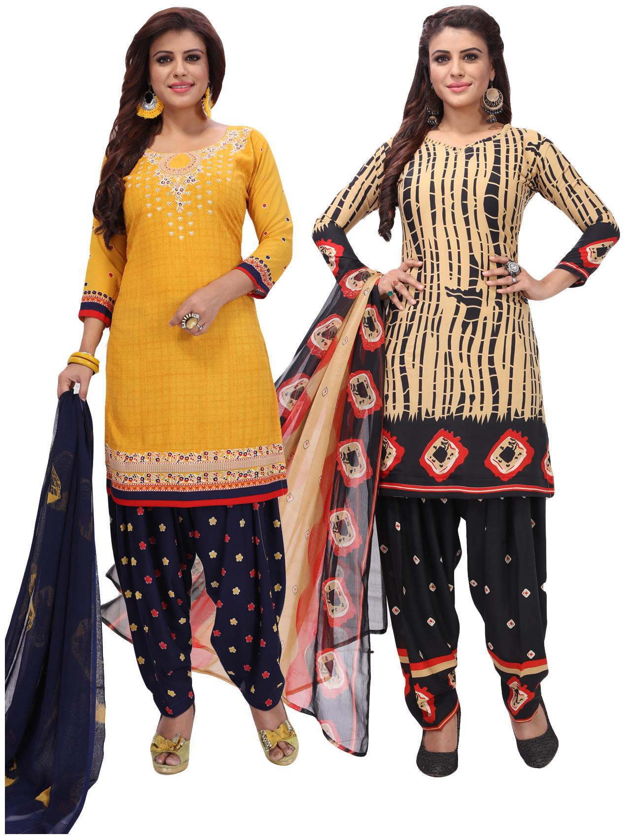 

Salwar Studio Women Pack of 2 Synthetic Printed Unstitched Dress Material Combo-MONSOON-2585-2576