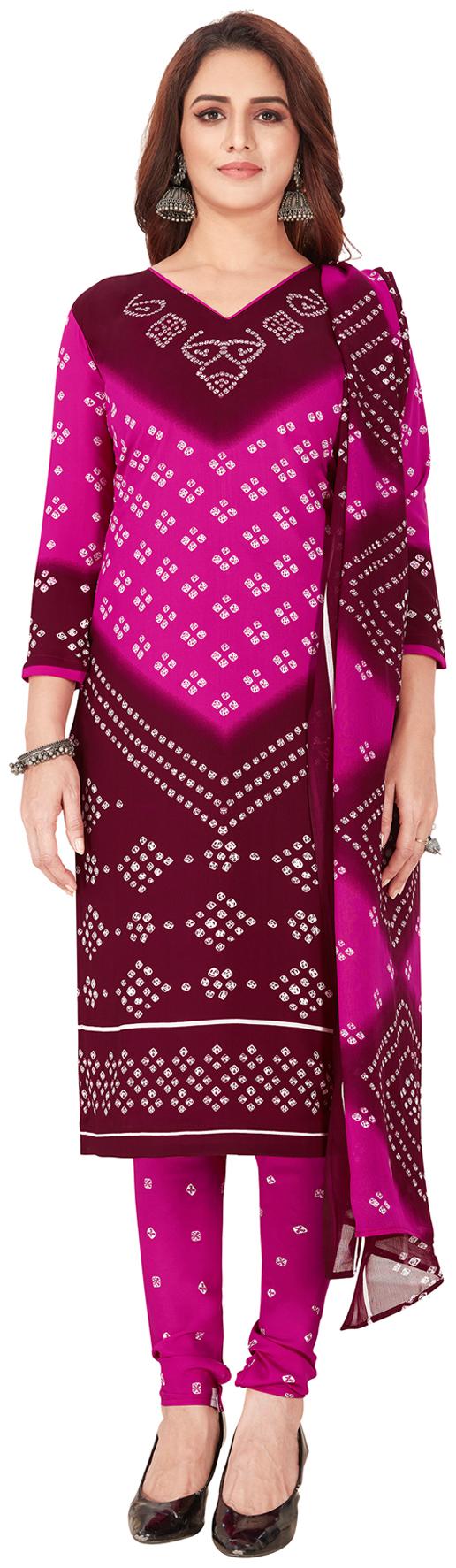 

Salwar Studio Pink Unstitched Kurta with bottom dupatta With dupatta Dress Material