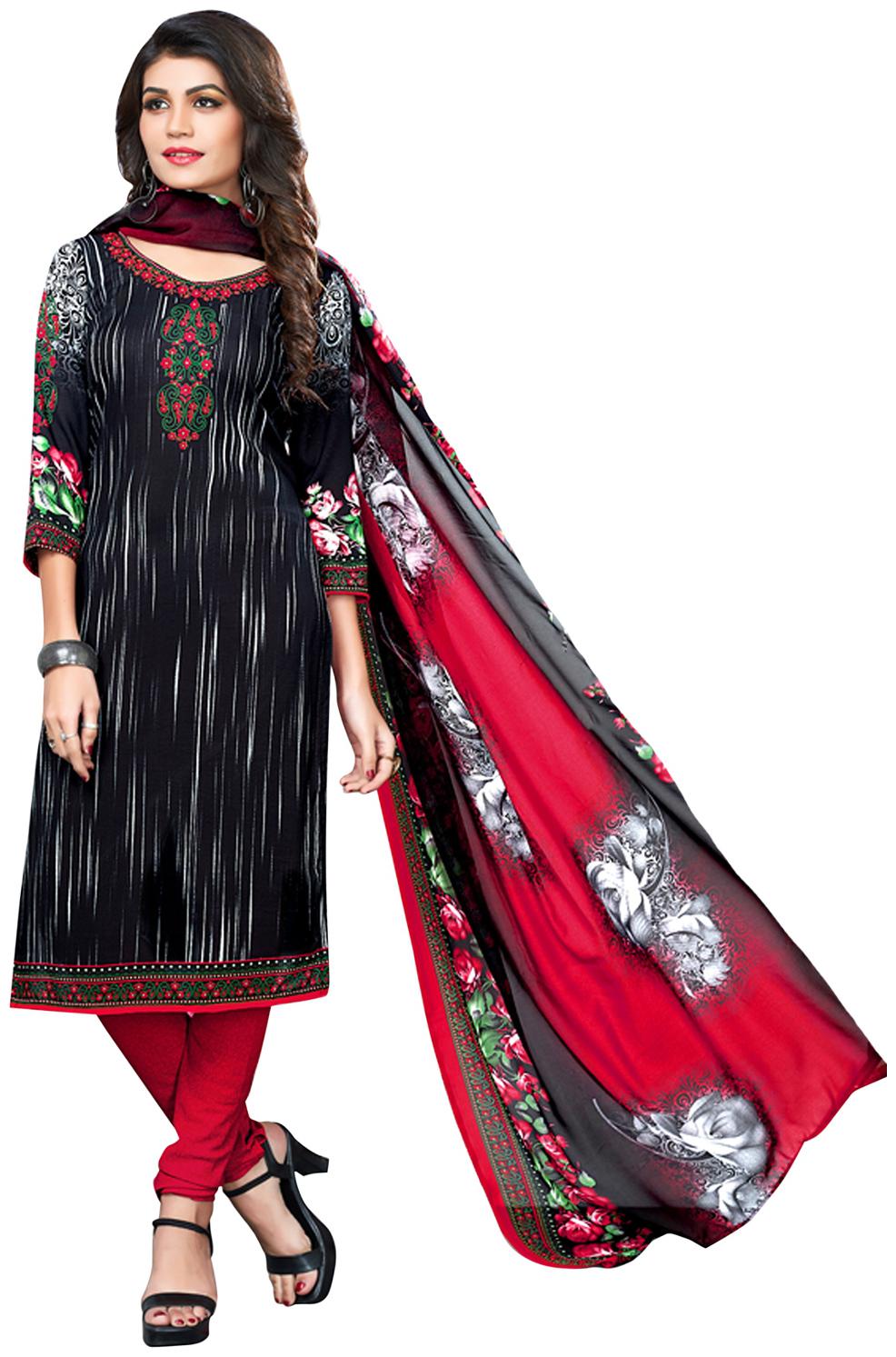

Salwar Studio Black Unstitched Kurta fabric With dupatta Dress Material