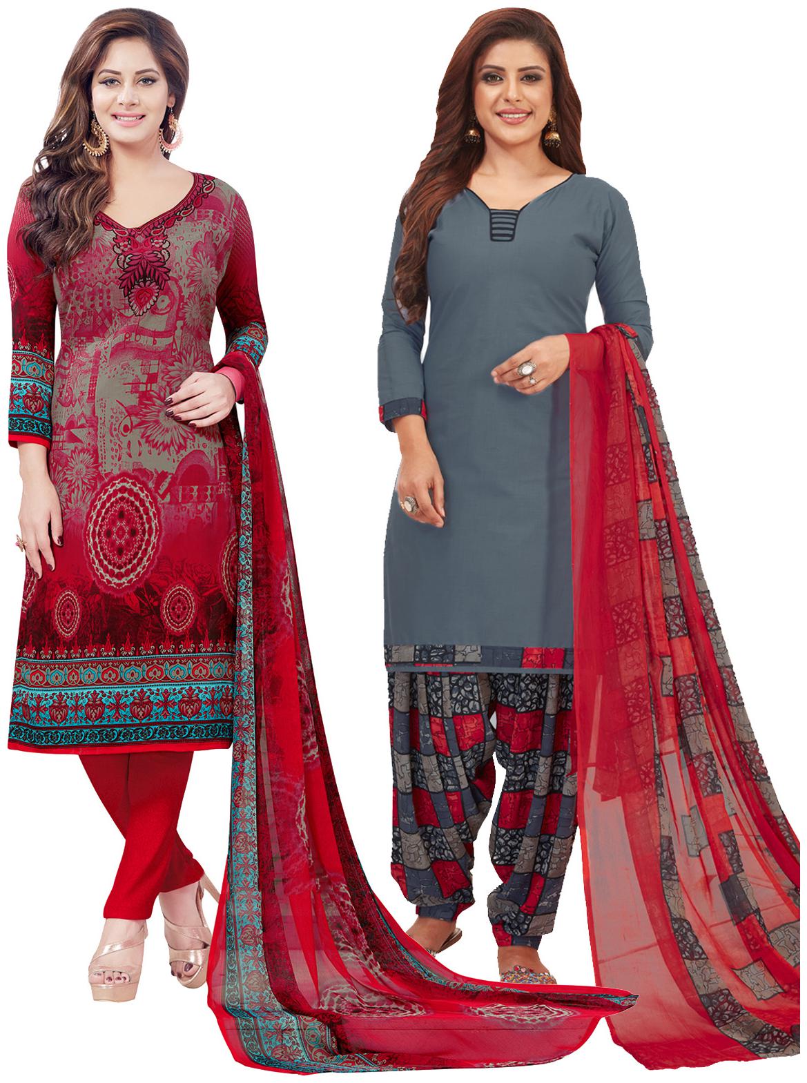 

Salwar Studio Women Crepe Printed Kurta Bottom Dupatta Multi